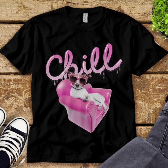 Dog Chill Cute Face Dog Lover Unisex Tee Adult T-shirt Kid Shirt - Picture 1 of 2